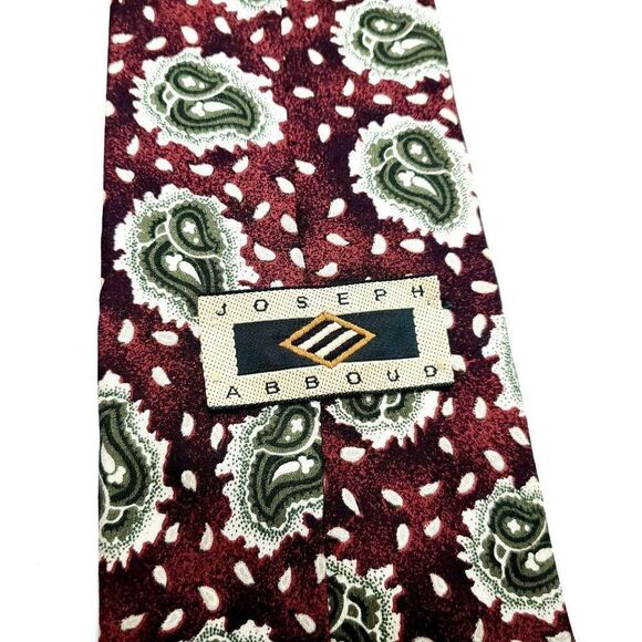 Joseph Abboud Silk Tie Print Brownish Red Floral Paisley Wide - Picture 3 of 6